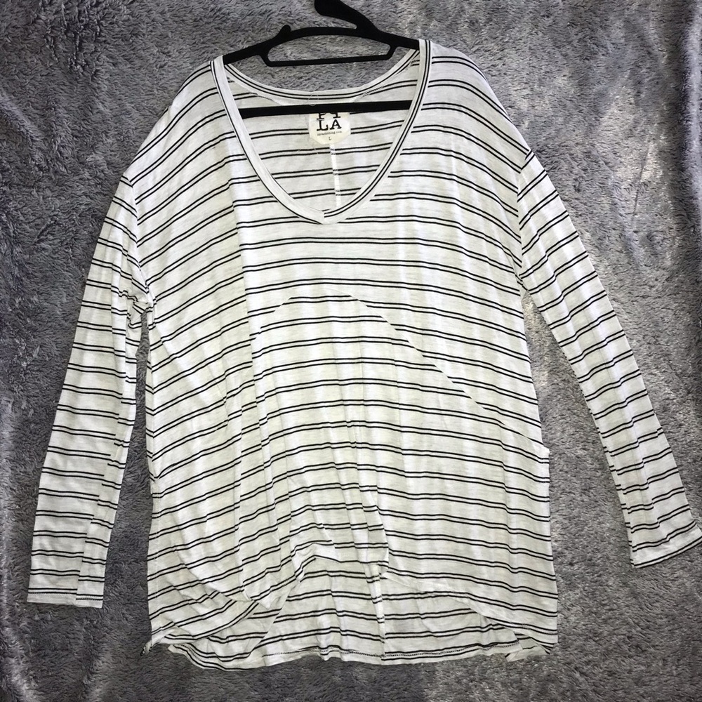 PQLA long sleeve stripe flows top